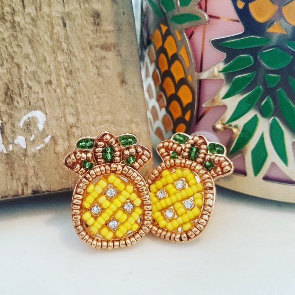 Pineapple Studded Beaded Earrings